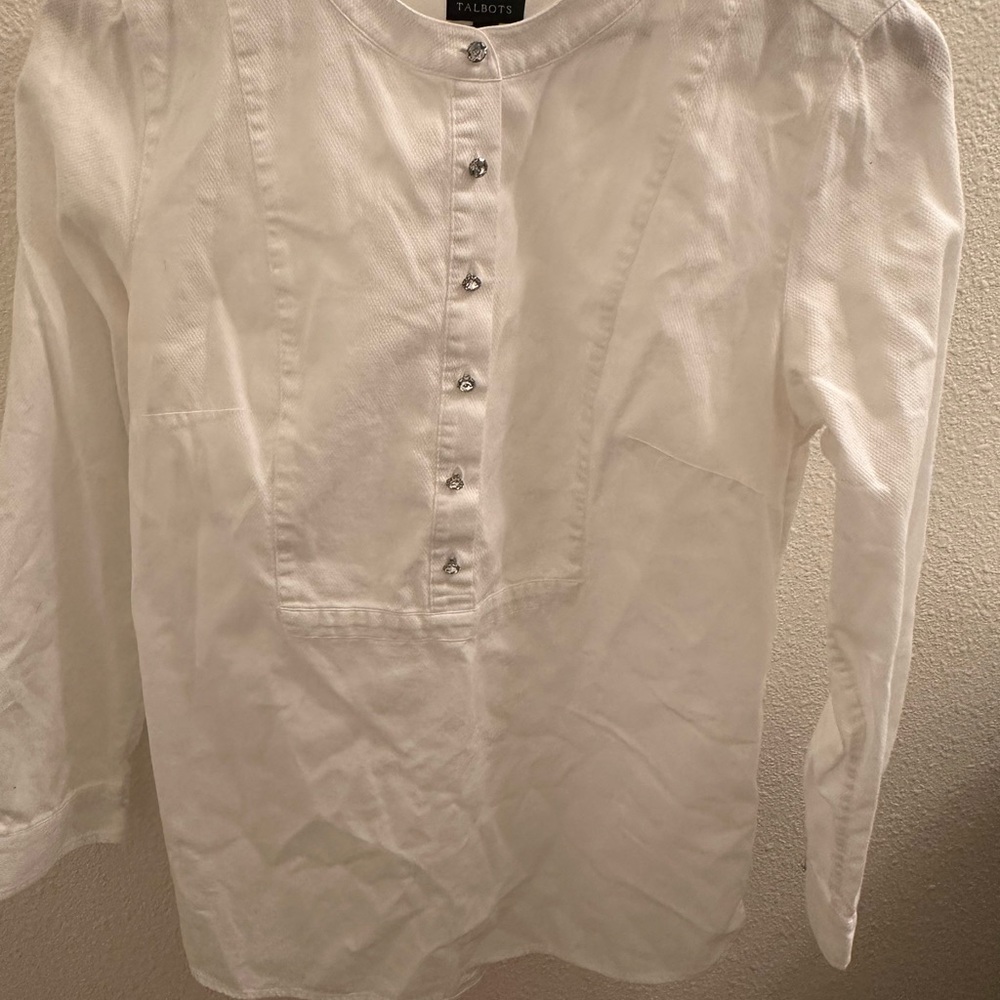 Talbots White Button-Up Blouse - Picture 2 of 10